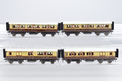 Lot 518 - Bassett Lowke O Gauge, Bing for Bassett Lowke, LNWR  1921 series 2 x first and 2 x third brake