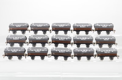 Lot 525 - Bassett Lowke O Gauge LMS Open wagons with fitted custom covers (15)