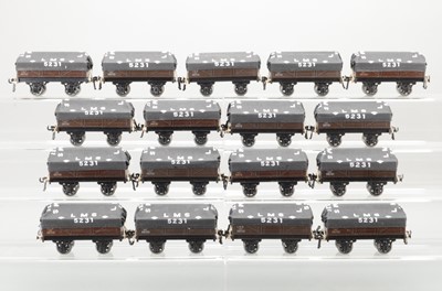 Lot 526 - Bassett Lowke O Gauge LMS Coal wagons with custom cloth covers (16)