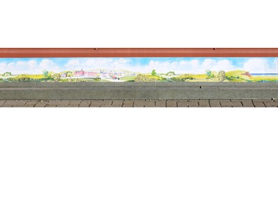 Lot 570 - A Scenic backboard for use on a model railway split into 5 parts (5)