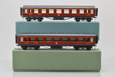 Lot 578 - An Exley 0 Gauge LMS 1st Class Centre Corridor coach together with a LMS 3rd Centre Corridor Coach (2)