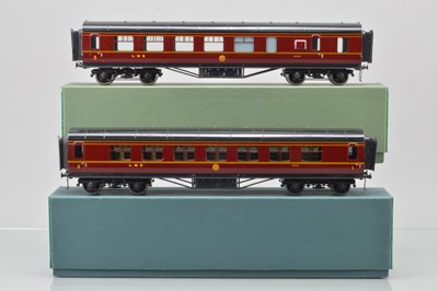 Lot 580 - Exley 0 Gauge LMS 1st/3rd Class Side Corridor and 3rd Class Centre Corridor Brake End (2)