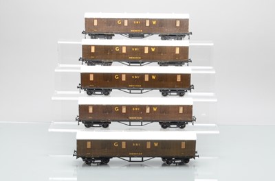 Lot 593 - Leeds (LMC) 0 Gauge  G.W.R Covered bogie Trucks 'Monster, ' (5)