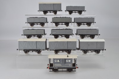 Lot 604 - Slaters or similar O Gauge kit built Coal Wagons, Fruit Vans and C&SW Guard Van, (12)