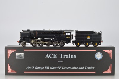 Lot 621 - Ace Trains Issue 0 gauge, E/28 BR 9F Loco with Tender, unlined satin & matt with working light, No 92079