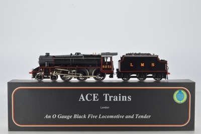 Lot 622 - Ace Trains issue O gauge, E/19 Black 5 Loco and Tender, Satin Black, No 5231