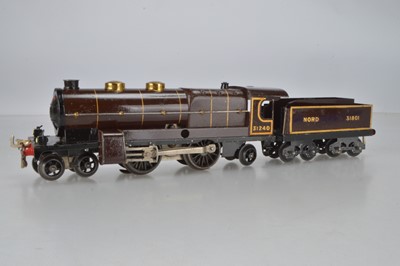 Lot 662 - Hornby O Gauge Nord No 3E 4-4-2 Loco and Tender early 6 volt 3-Rail electric