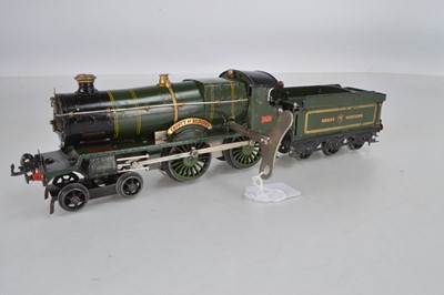 Lot 665 - Hornby O Gauge No 2C Special GWR lined green County Class  4-4-0 3821, 'County of Bedford' Locomotive and Tender