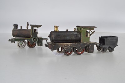 Lot 713 - A Ernst Plank O Gauge Live Steam  '0-4-0' uncommon steam turbine Locomotive with trademark to the burner, together with a Ernst Plank '0-4-0' 'Power ' loco and Tender with oscillating cylinder to cab