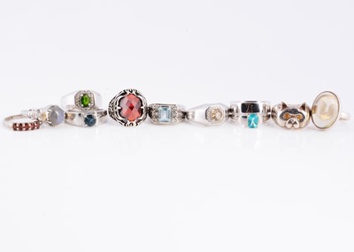 Lot 4 - A selection of multi gem set silver rings