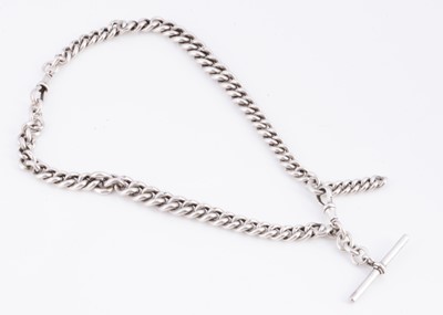 Lot 16 - An Edwardian silver double albert curb chain