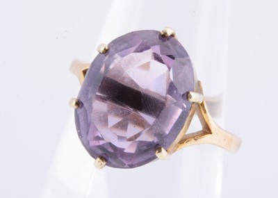 Lot 23 - A 9ct gold amethyst dress ring