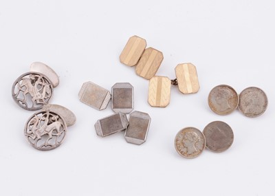 Lot 29 - A collection of cufflinks including a pair of Shetland silvercraft  Quendale beast cufflinks