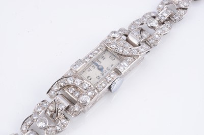 Lot 37 - An Art Deco manual wind diamond set cocktail dress wristwatch