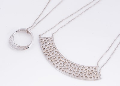 Lot 46 - Two Rachel Galley lattice design silver necklaces in original boxes