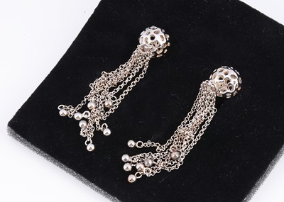 Lot 47 - A pair of Rachel Galley silver lattice globe pebble earrings in original box