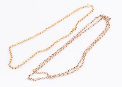 Lot 64 - Two 9ct gold belcher chains
