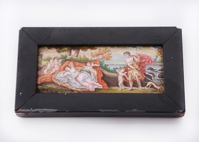 Lot 113 - A 18th century enamelled plaque with scene of cherubs & Venus & Mars