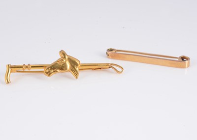 Lot 115 - A 9ct gold tie bar brooch & rolled gold horse tie brooch