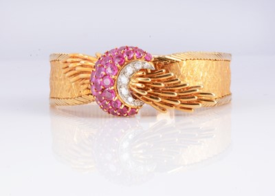 Lot 119 - An 18ct gold ruby & diamond-set concealed cocktail watch by Kutchinsky