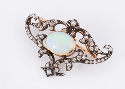 Lot 145 - An Belle Epoque opal & diamond brooch
