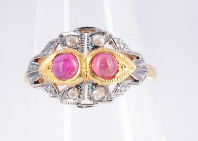 Lot 147 - A diamond & ruby gilt dress ring
