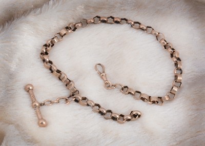 Lot 170 - A Victorian 10ct gold circular engraved link watch chain