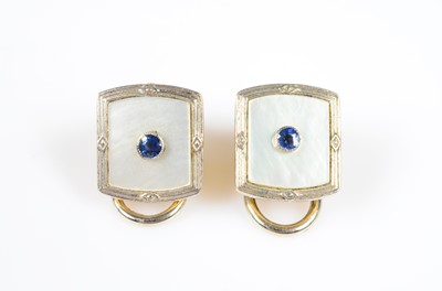 Lot 177 - A pair of 18ct & platinum converted cufflinks to earclips