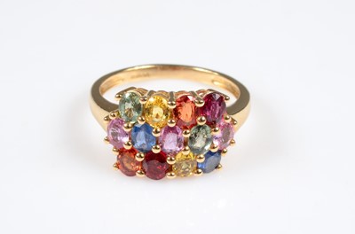 Lot 188 - A contemporary 14ct gold multi gem set dress ring