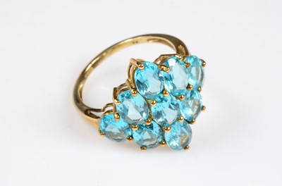 Lot 189 - A 9ct gold topaz cluster dress ring
