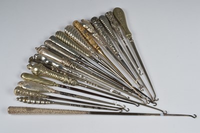 Lot 217 - Twenty large steel button hooks