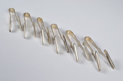 Lot 295 - A set of six 1930s asparagus tongs