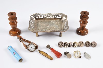 Lot 339 - A sweet Continental silver and enamel manicure set and other items