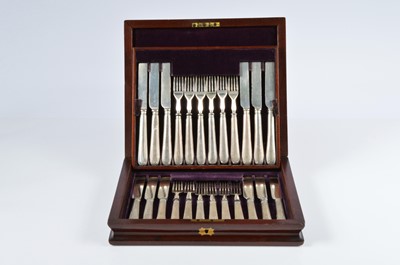 Lot 350 - A Victorian cased set of twelve silver handled dessert knives and forks