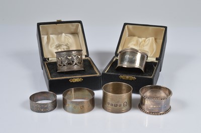 Lot 361 - Six various silver napkin rings