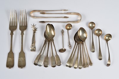 Lot 370 - A collection of Georgian and later silver cutlery and serving items