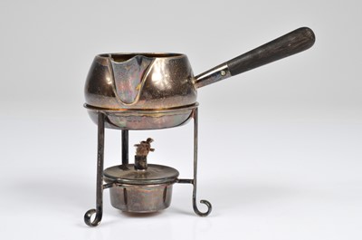 Lot 383 - A small silver warming pan on stand