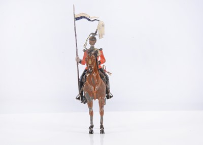 Lot 409 - A rare Haffner ‘Röbrenottos’ mounted Lancer lead toy soldier,  circa 1890