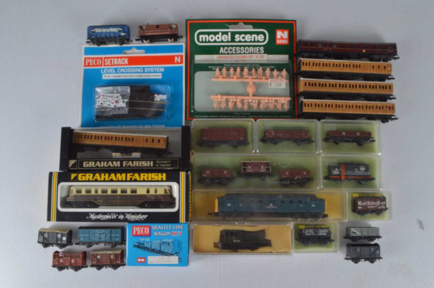 Lot 13 - British Outline N Gauge Diesel Locomotives Coaches and Goods Wagons (28)