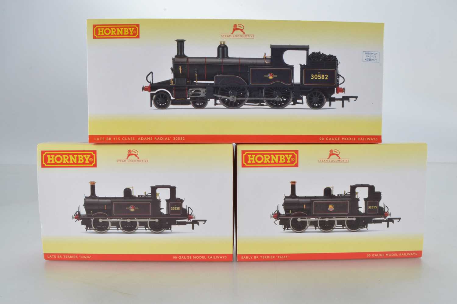Lot 75 - Hornby (China) boxed 00 Gauge BR lined black Adams Radial 4-4-2T and two Terrier 0-6-0T Tank Locomotives (3)