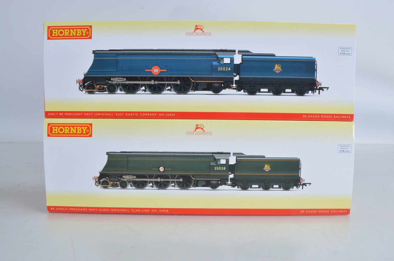 Lot 96 - Hornby (China) boxed 00 Gauge BR Merchant Navy and West Country Class unrebuilt Locomotives and Tenders (2)