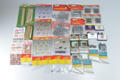 Lot 506 - OO Gauge Lineside Accessories and various  Rolling stock components including wheelsets bogies and other parts by Hornby Bachmann Peco  and other makers (qty)