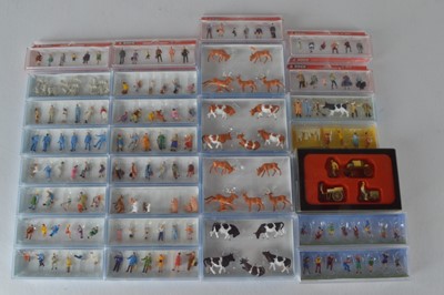 Lot 508 - Preiser Noch and Faller ex shop stock HO Gauge Figures and Animals in original plastic boxes (27 boxes)