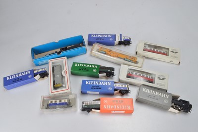 Lot 510 - Kleinbahn Fleischmann Liliput Frateschi and Model Power HO Gauge European and American outline Locomotives and  4-wheel Coaches and Tram Kits (12)