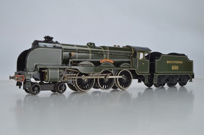 Lot 555 - Bassett  Lowke O Gauge 4-6-0 Loco and Tender Southern Lined Green ' Lord Nelson', No 850