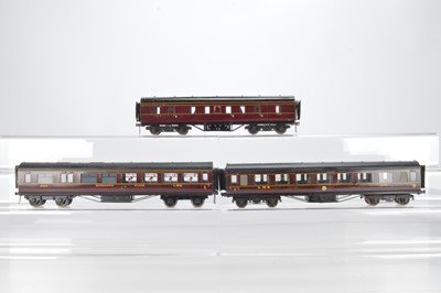 Lot 572 - Exley K5 O Gauge LMS all Brake No 31280, 1st  / 3rd corridor No 3104 and 1st Dining Car No 5217 (3)