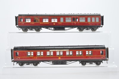 Lot 574 - Exley K6 O Gauge LMS all 1st Passenger Coach No 2345 and Restaurant Car No 4563 (2)