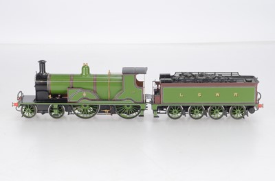 Lot 645 - A Martin Finney O Gauge Finescale kit LSWR T9 (London and South Western Railway) No 117 4-4-0 locomotive and tender accredited as built and painted by Chris Weston with Alan Harris Wheels