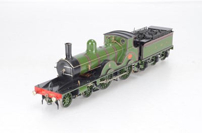 Lot 646 - A Martin Finney O gauge Finescale kit built LSWR, (London & South Western Railway) T3 No 507 4-4-0 locomotive and tender as accredited built and painted by Chris Wesson with Alan Harris wheels