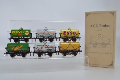 Lot 764 - ACE Trains O Gauge Tanker Wagons set 7 together with 3 single boxed examples (4 boxes)